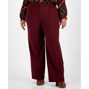 Bar III Womens Plus Size 16W High-Rise Wide-Leg Pants Suit Separates in Red $79
